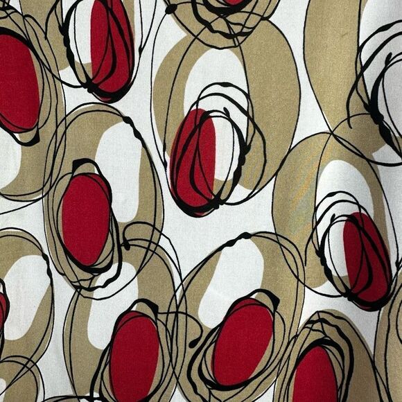 Tribal Women's M Drape Cowl Neck Sleeveless Top Abstract Red Gold Circle Print - Picture 4 of 9